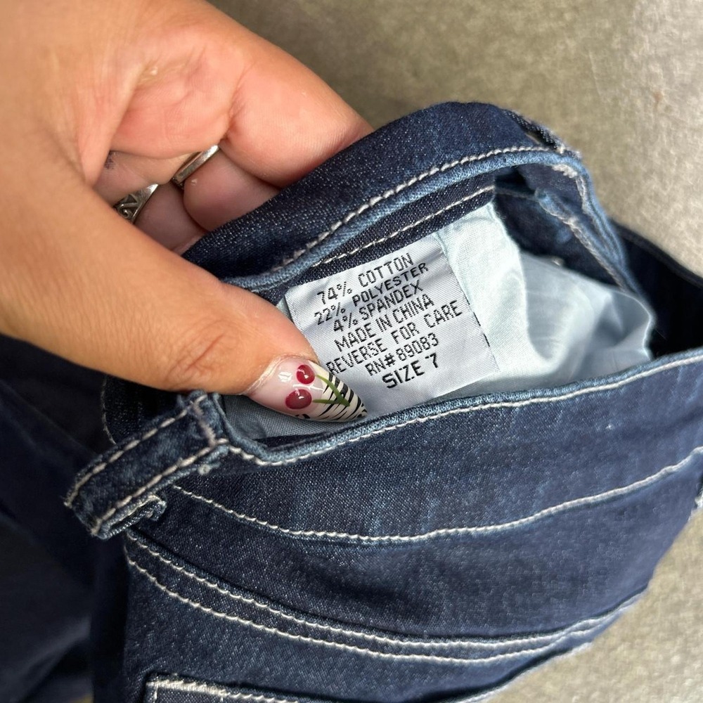 Vintage Y2K LEI Dark Wash Rhinestone Denim Jeans Women's Size 7 Pants - Picture 4 of 4